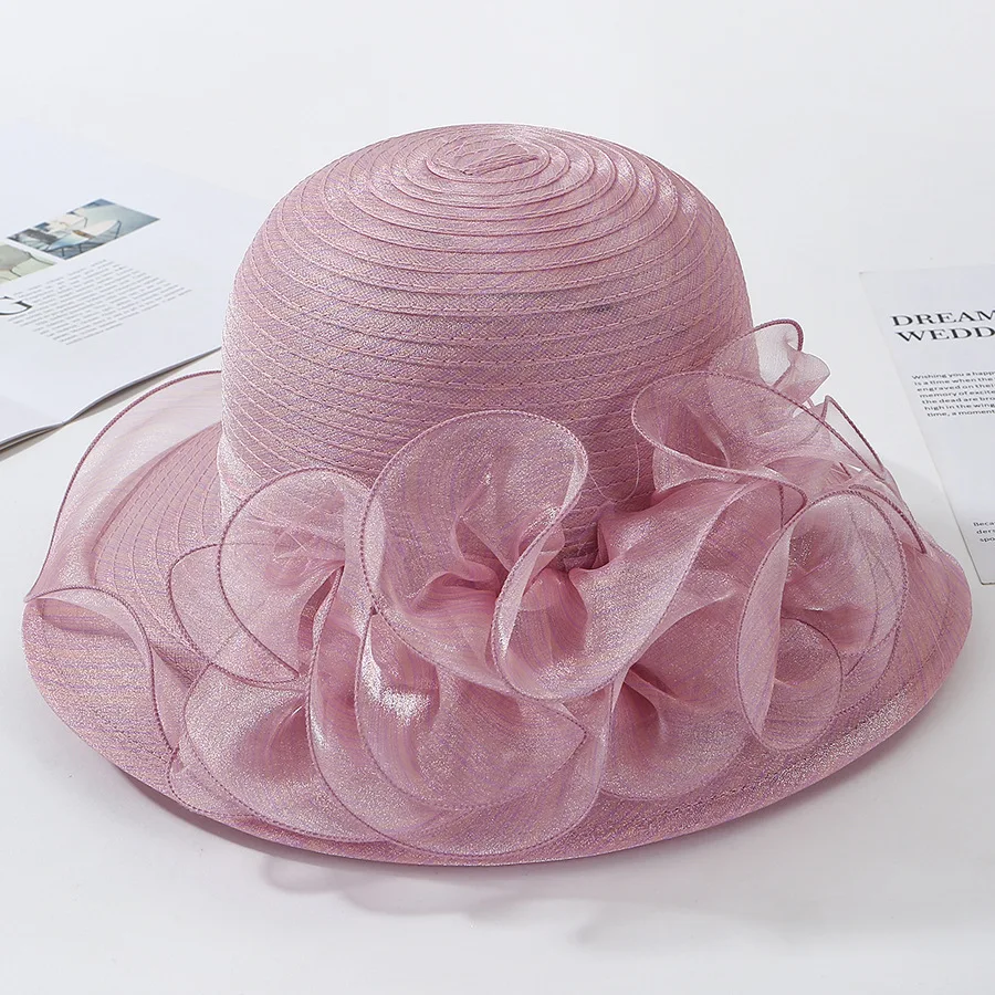 PLOERMIN органза шляпы от солнца женские Цветочные Летние свадебные шляпы женские элегантные цветочные УФ-церковные шляпы Новая мода