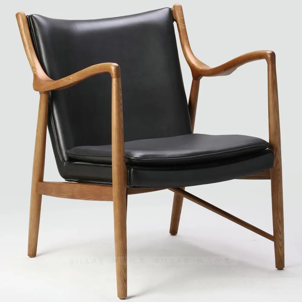 Nordic wood armchair chair relaxing leather sofas imported Italian