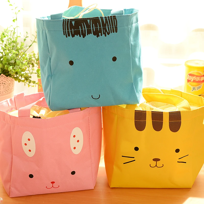 Novelty Animals Canvas Thermal Lunch Bag Portable Insulated Food Picnic