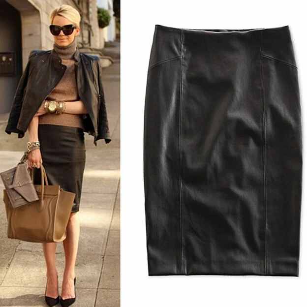 Модный бренд европейского и американского размера плюс, высокое качество,, Женская юбка-карандаш с высокой талией из искусственной кожи