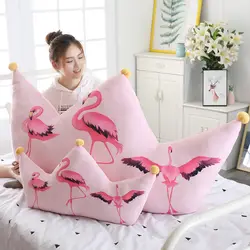 1 шт. 80 см большой розовый Фламинго Птица с короной плюшевая подушка чучело Мягкая кукла кровать подушка для девочек подарок на день