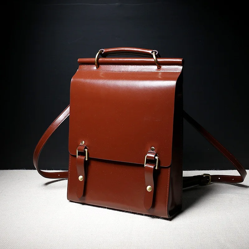 

New autumn leather backpack Vintage British preppy style all match Shoulder Bag Casual leather female backpack