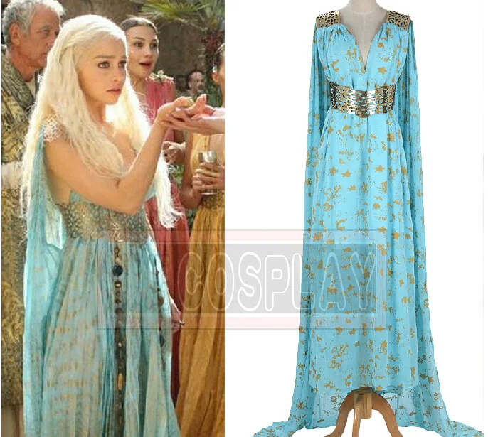 

New Arrival Game of Thrones Costume Daenerys Targaryen Blue Dress Cosplay
