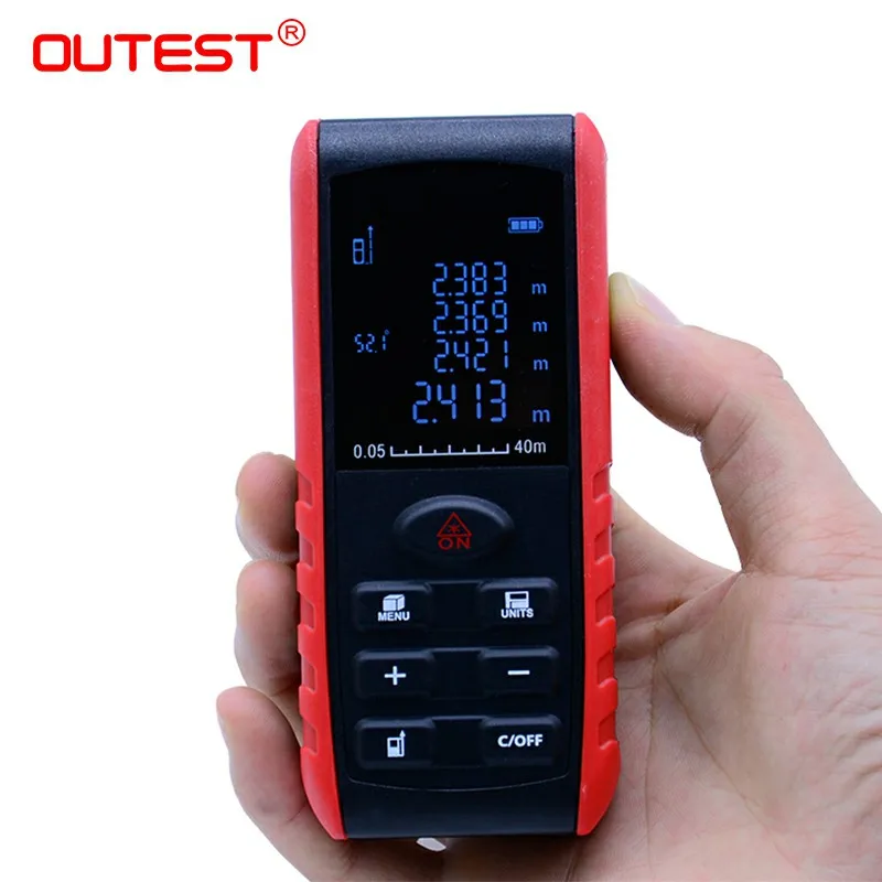

OUTEST Laser Distance Meter Rangefinder Trena Laser Tape Range Finder Build Measure Device Ruler Area/Volume/Pythagoras function