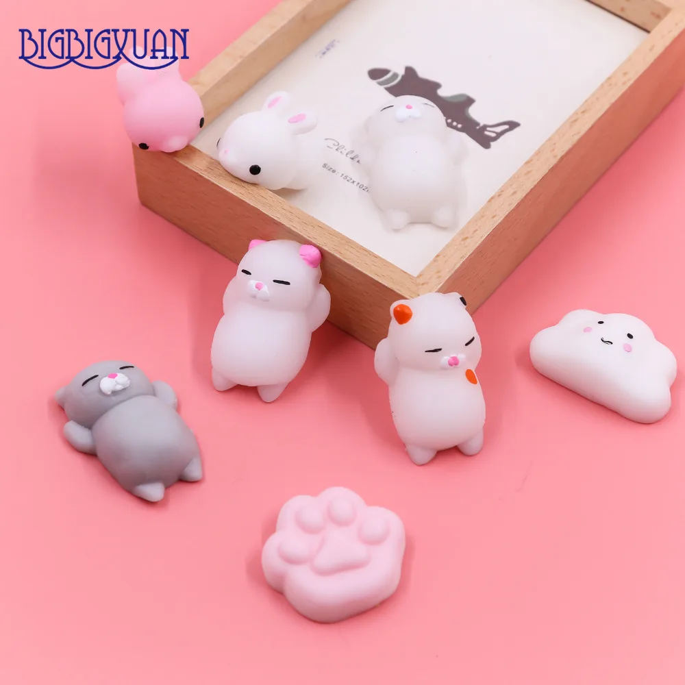 

8Pcs Cute Mobile Phone Strap Animals Mochi Lazy Cat Rabbit Cloud Foot Soft Squishy Squeeze Reliever Stress Kids Toy