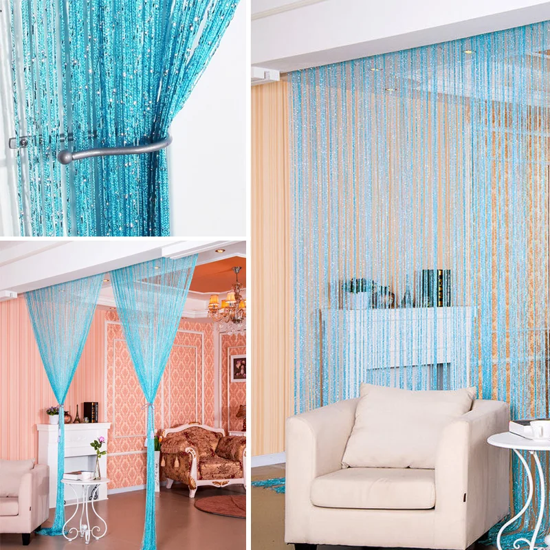 Glitter String Curtain Panels Fly Screen & Room Divider Voile Net
