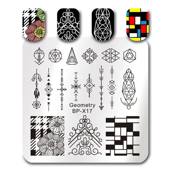 BORN PRETTY Geometic Flower Nail Art Stamp Plate Classic Traingle Heart маникюрный шаблон пластина с изображениями для нейл-арта
