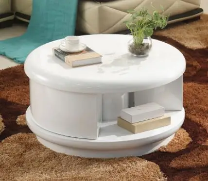 Small family storage. Round tea table table. Contracted and contemporary painting white ready Small family storage. Round tea table table. Contracted and contemporary painting white ready
