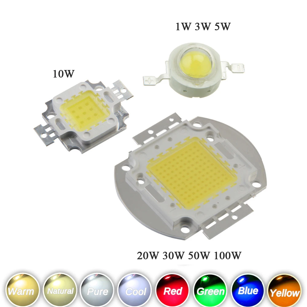 

High Power Led Chip Intensity SMD COB Light Emitter Components Diode DIY Lighting Light Beads 1W 3W 5W 10W 20W 30W 50W 100W Warm