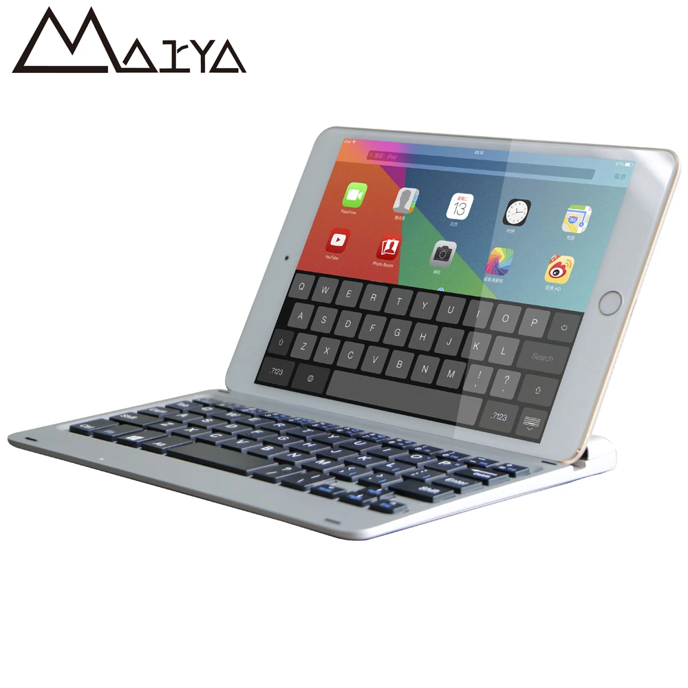 Keyboard For iPad Pro 12.9 Tablet Thin Flip Stand Removable Wireless Bluetooth Aluminum Keyboard