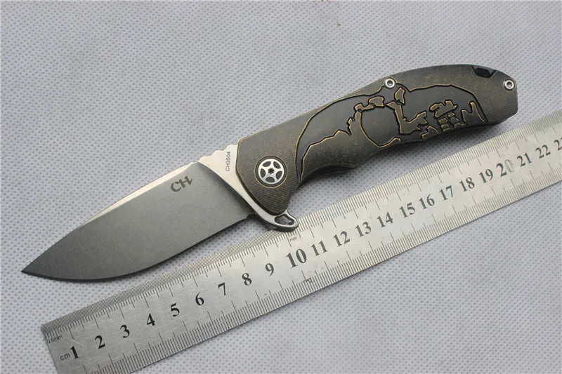 

CH 3504 hunting folding knife S35VN blade TOP ball bearing washer TC4 titanium handle outdoors camping survival knife EDC tool