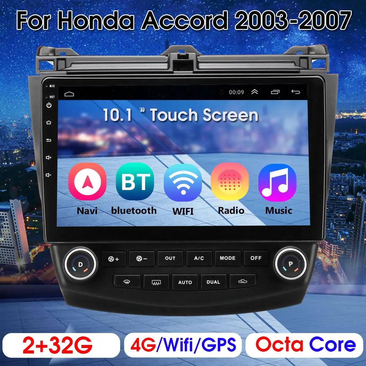 

Car Radio Multimedia 10.1" Android 6.0 2G+32G for Honda Accords 7 2003-2007 car dvd audio stereo player gps Navigation wifi RDS