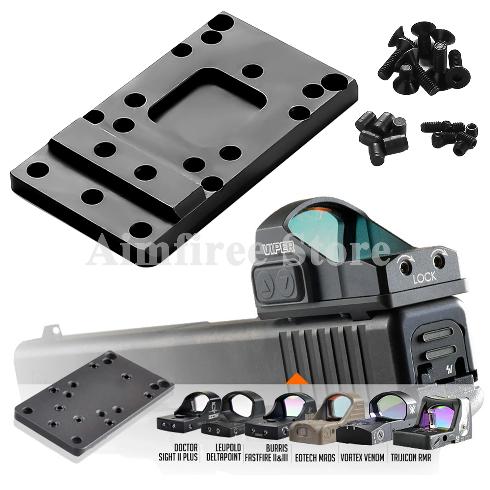 

Optics Pistol Rear Sight Mount Plate Base Mount For Glock Fits Vortex Venom and Viper RMR Universal Red Dot Sight