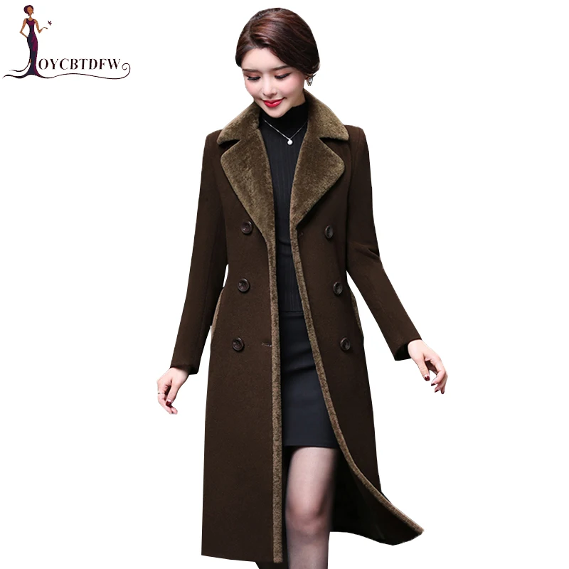 Large size Autumn Women Wool Coat 2018 New Woolen Coat Women Long Paragraph Solid Color Cashmere Coat M-4XL Thick Wool Coat N239