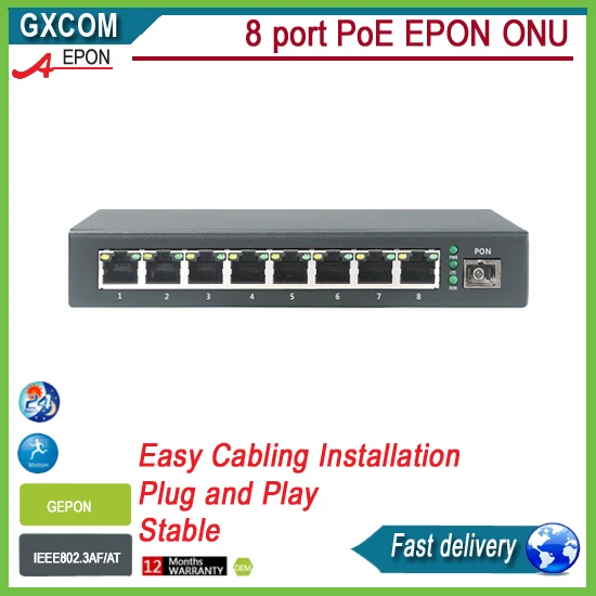 8 Порты и разъёмы 10/100 м POE GPON EPON ONU EPON POE ONU Поддержка poe ONU переключатель