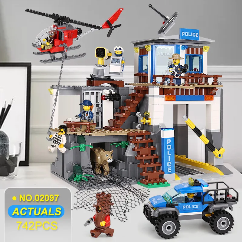 

In Stock 02097 City Series The Mountain Police Headquater Set LegoINGlys 60174 Building Blocks Bricks Toys Model For Kids Gifts