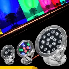 6 Вт/12 Вт/18 Вт/24 Вт/36 Вт IP68 светодиодный подводный светильник RGB на открытом воздухе Водонепроницаемый цветной водный Точечный светильник бассейн светильник Фонтан светильник