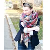 2022 Winter Autumn scarf Knit oversize blanket tartan plaid stole Designer Women Bandana Acrylic scarf shawl 140x140cm wrap ► Photo 2/6