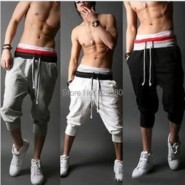 

Summer Style 2018 New Elastic Waist Buckle Pants Men's Fashion Casual Sweatpants Hip Hop Calf-Length Pants joggers
