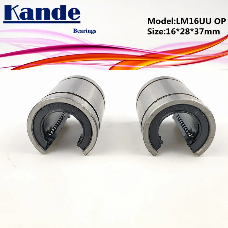 Kande Bearings 2pcs LM16OP LM16UUOP LM16UU OP Linear bearings Open Type