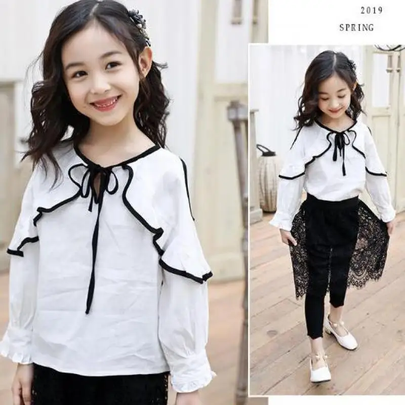 

2019 New Kids White Shirts For Girls Summer Off Shoulder Blouses For Children Clothes Infant Tops Girls Blouses Blusas Red Shirt