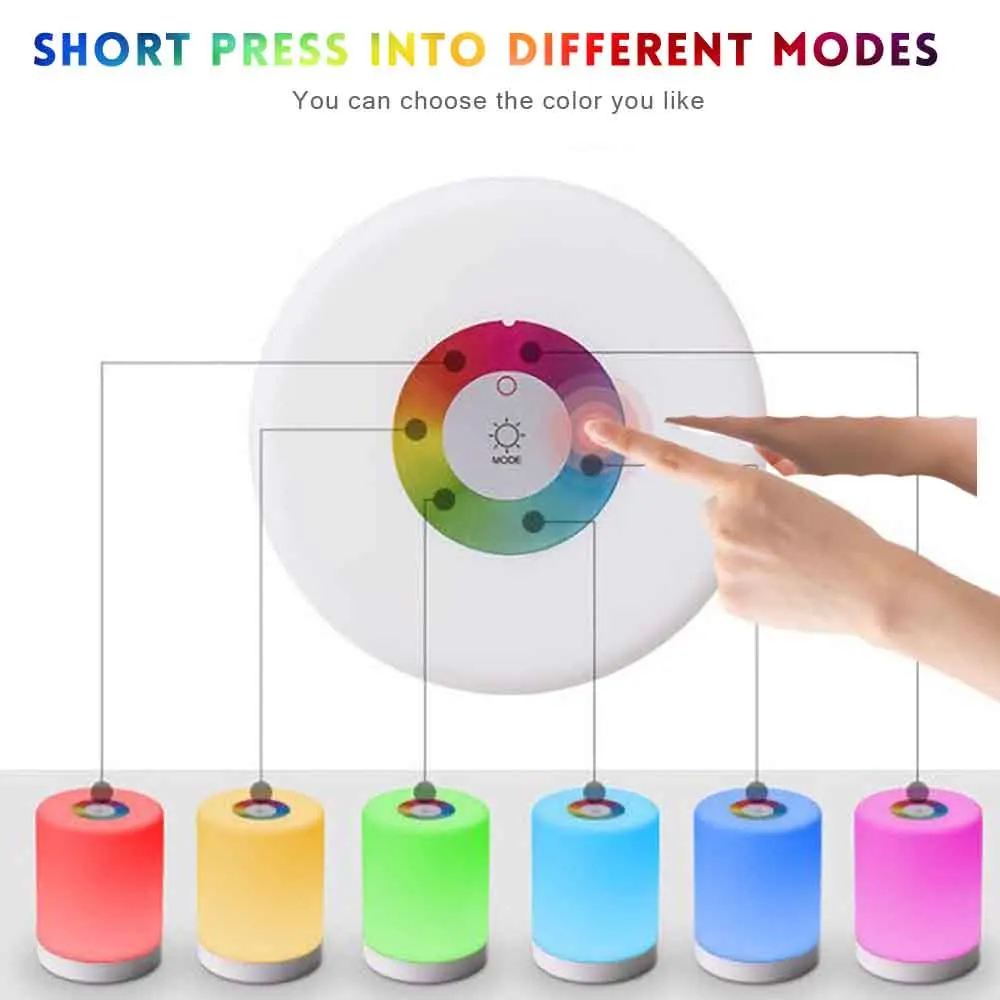 Control táctil LED RGB luz noche de induccion lampara Dimmer inteligente lámpara de cabecera regulable RGB cambio de Color rec Control táctil LED RGB luz noche de induccion lampara Dimmer inteligente lámpara de cabecera regulable RGB cambio de Color rec