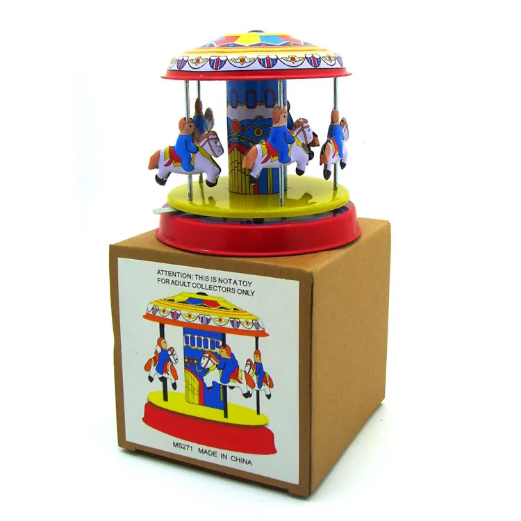 Childhood Memory Antique Scene Tin Toys Children Wind up Iron Robot Figure Retro Zakka Home Decor Merry Go Round | Игрушки и хобби