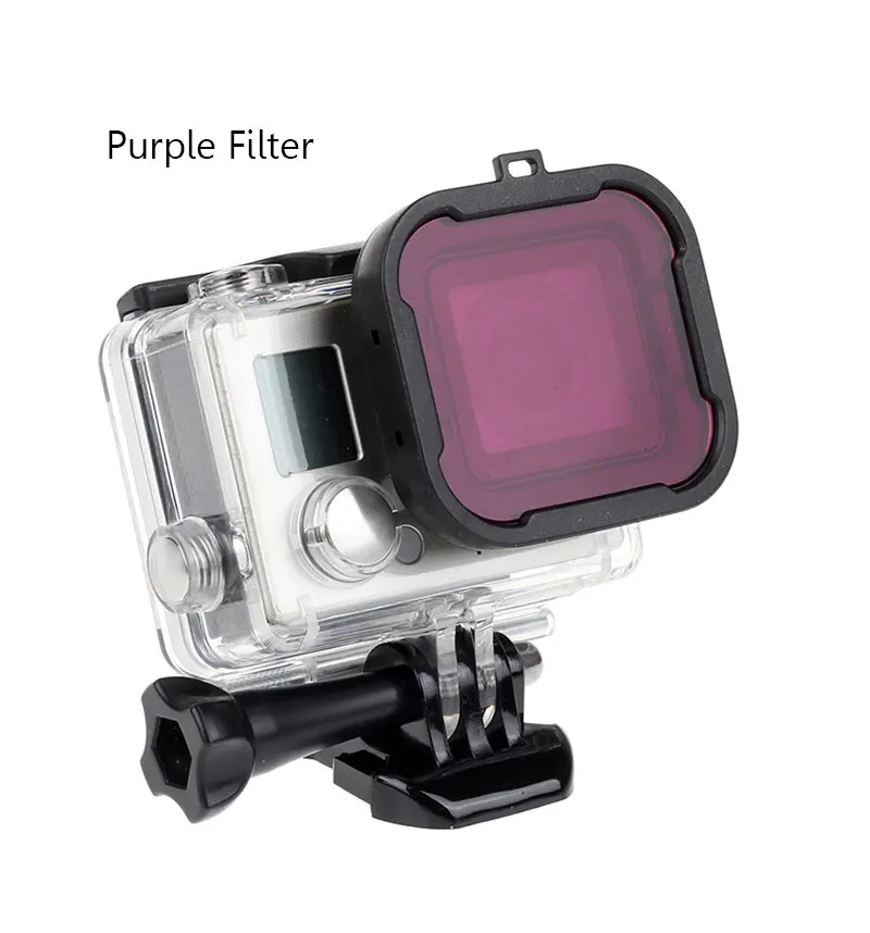 Grpro Accessories Dive Filter 4 Color Diving Filter Red Purple Yellow Gray Lens Filter For Gopro Hero 3+ Hero 4 (8)