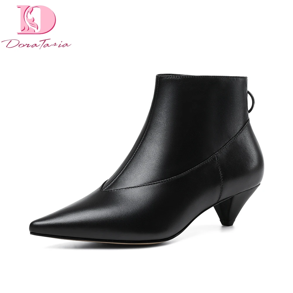 

doratasia brand design top quality genuine leather Booties Women Shoes elegant back zipper officel lady shoes Woman ankle Boots