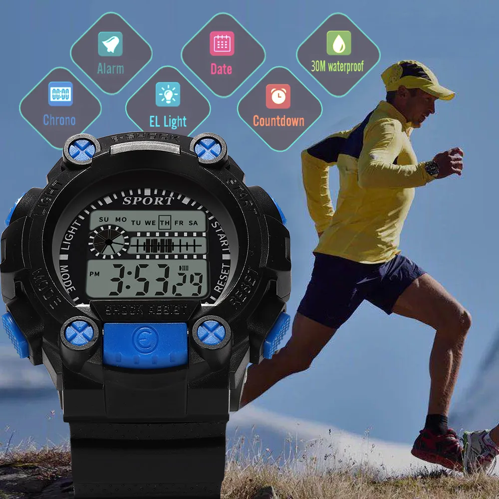 2019 Luxury Men Analog Digital Military Sport LED Waterproof Wrist