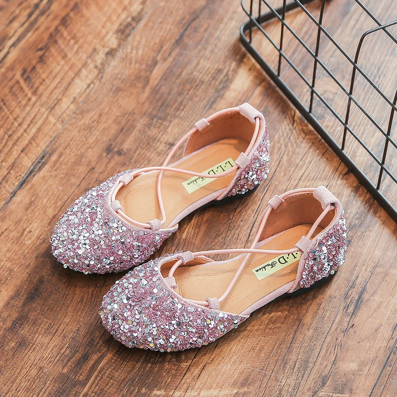 2019 Summer Kids Sandals For Girls Princess Shoes Fashion Little Girl Sandals Shiny Rhinestones Children's Baotou Dance Shoes