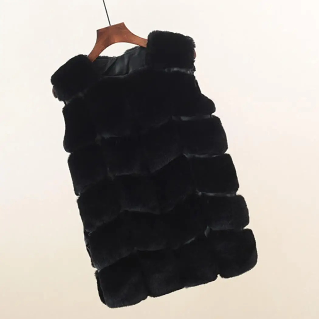 Casual Covered Slim Button Cardigan Patchwork Coat Fox Sleeveless Winter Vest Faux Women O-Neck Fur | Женская одежда