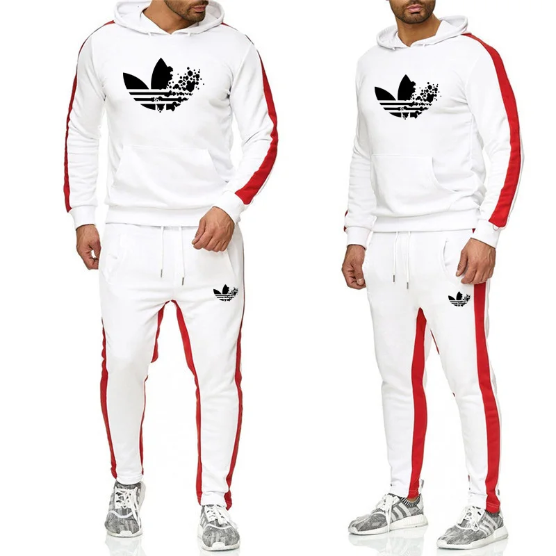 

Free shipping new Men Two Pieces Set 2019 Tracksuits Outwear Hoodies Sportwear Male Sweatshirts Cardigan Men Set Clothing+Pants