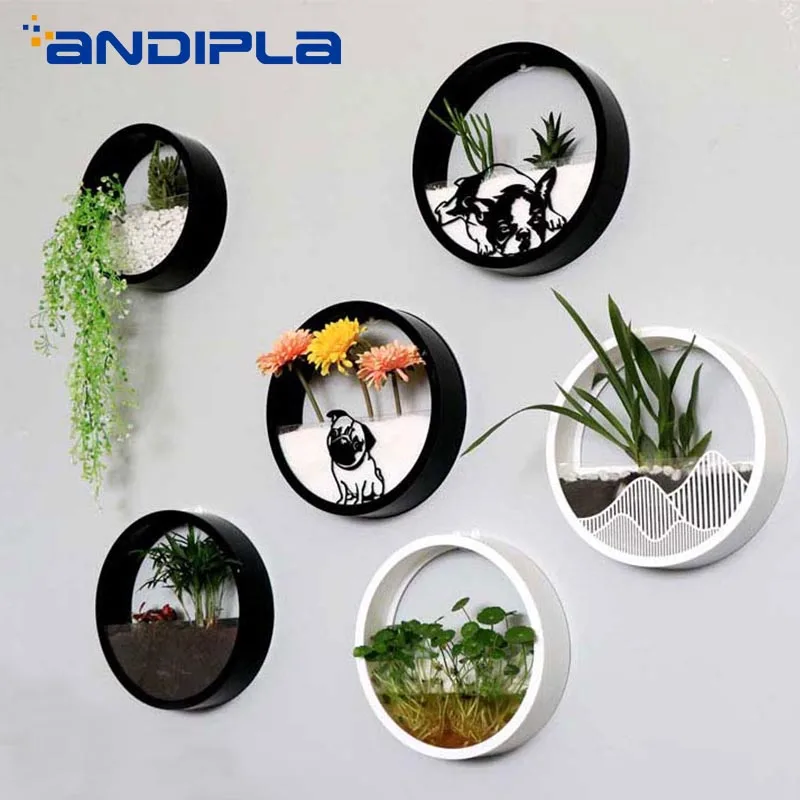 

Creative Hanging Wall Clock Acrylic Hydroponics Plant Pot Bonsai Chlorophytum Vases for Home Decoration Adornment Creative Gifts