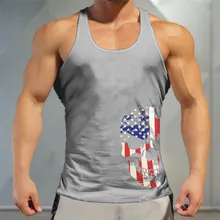 Мужская летняя майка для фитнеса, бодибилдинга, майка для тренажерного зала с принтом черепа, Мужская майка, одежда для фитнеса, хлопковая рубашка без рукавов