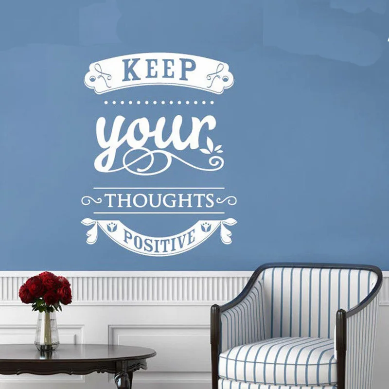 

YOYOYU Vinyl Wall Decal "Keep Your Thoughts Positive" Motivation statement Interior Modern Decoration Stickers FD191