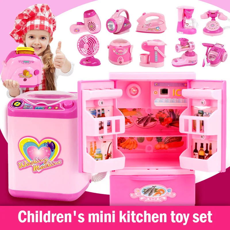 6/12 Pcs الأطفال المطبخ الأجهزة اللعب مع الموسيقى الخفيفة البلاستيك فتاة مسرحية مجموعات الالعاب طفل هدية AN88