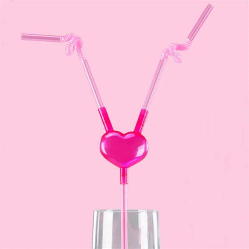 1lot Diy Love Heart Drinking Plastic Straw For Valentine S