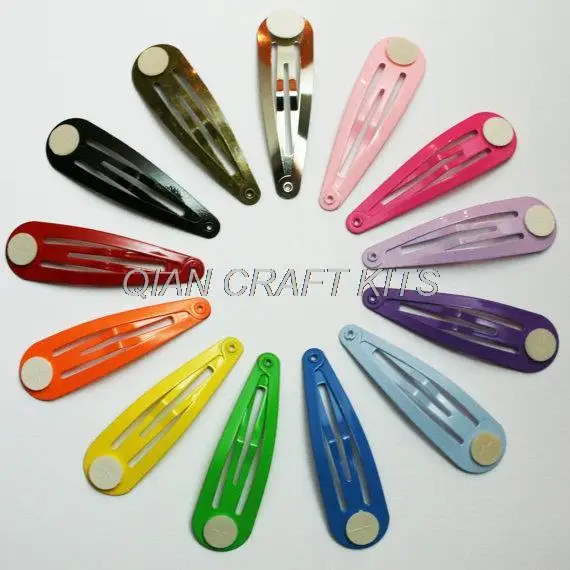 

120pcs 2" Hair Snap Clip Barrette Findings With Glue Pad Mixed Colors 50mm Candy Color Baby Girls Hairpin baby Clips