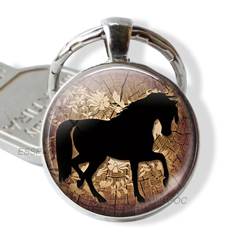 Horse Keychain Pendant Wearable Art Horse Jewelry Car Key Holder Key Holder Glass Cabochon Pendant Jewelry Christmas Gift