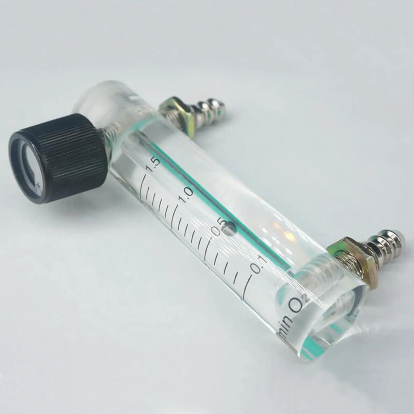 

0.1-1.5L/min LZM-6T Acrylic Panel Gas Air Oxygen Flowmeter Rotameter With Control Valve 8mm Hose Barb 93mm Length
