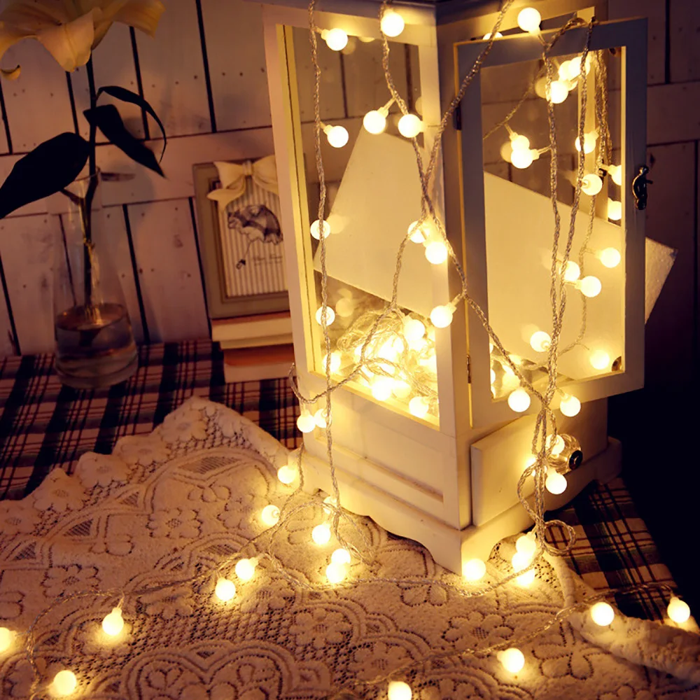4.1M/10M13.5Ft/34.5Ft LED String Light Globe Ball String Light Fairy Light Valentine's Day Party Christmas Room Decoration D30