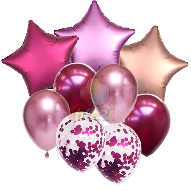 9 шт. 18 дюймов металлическое сердце конфетти для воздушного шара латексные шары на день рождения вечерние принадлежности Свадебный декор юбилей globos подарки для девочек - Цвет: Star 2