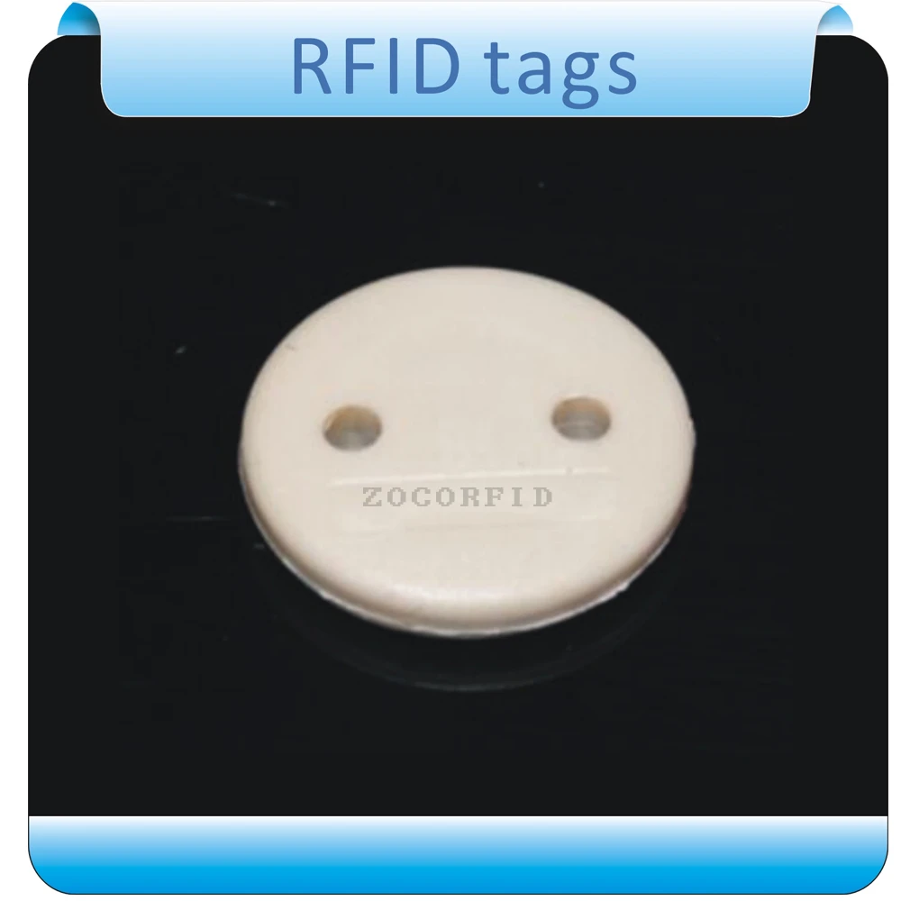 Бесплатная доставка 125 шт. кГц два отверстия T5557 RFID метки для стирки одежды рулон