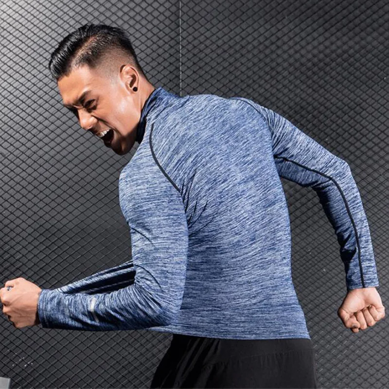 Эластичные; Компрессионные Мужские спортивные футболки для бега для занятий фитнесом; облегающие футболки с круглым вырезом и короткими рукавами