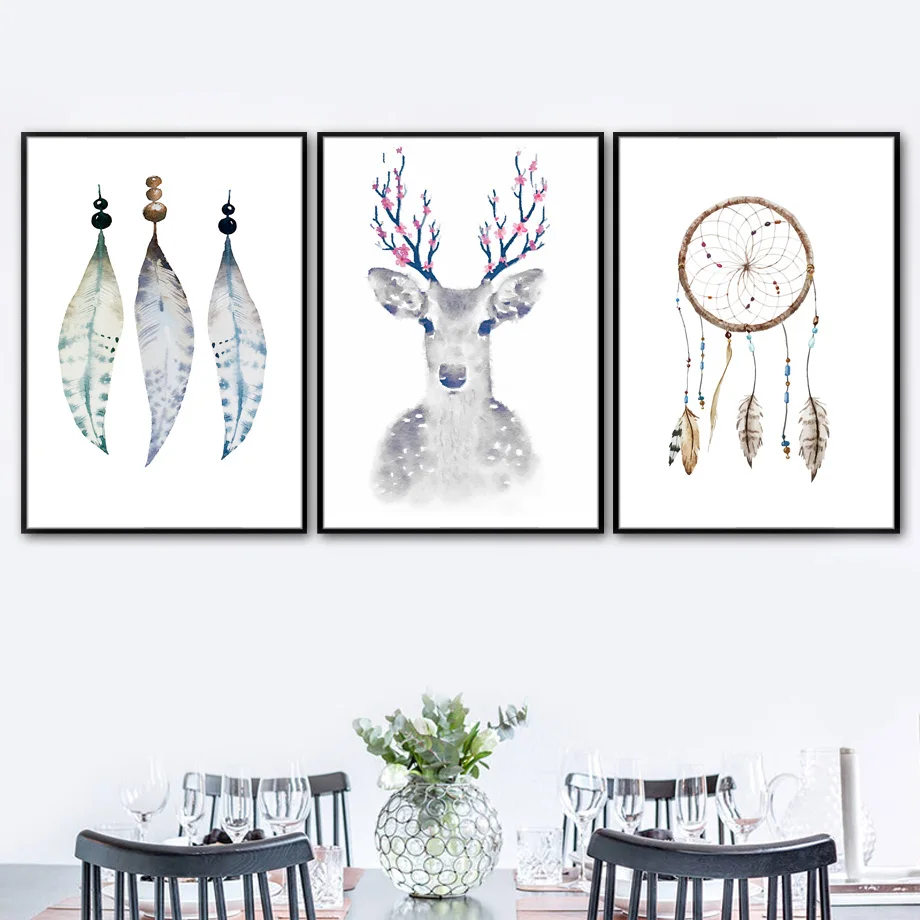 

7-Space Watercolor Indian Traditional Style Art Print Poster Decorative Pictures Modern Canvas Painting Living Room Home Decor