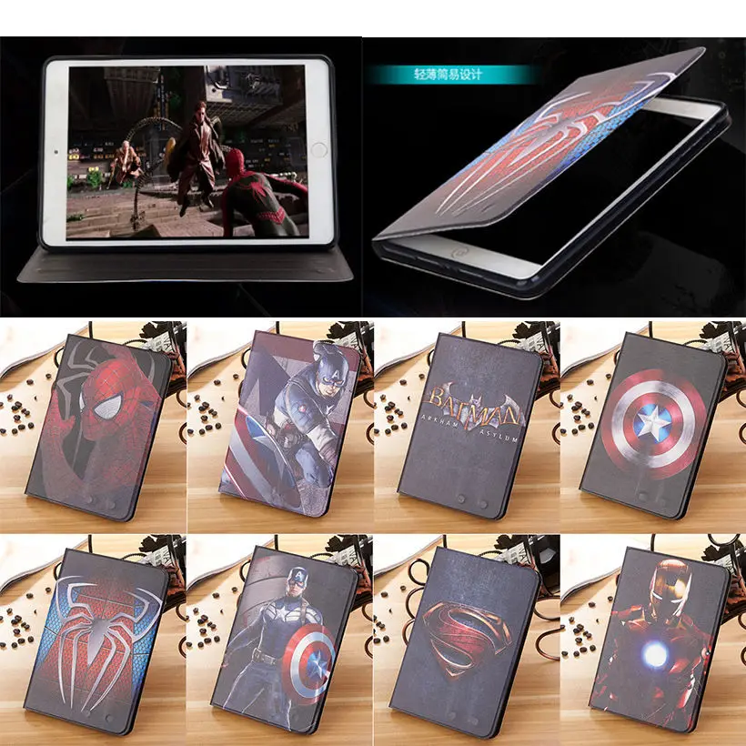 

Super Man Captain America For Apple iPad 9.7 2018 2017 Case Air Air 2 Pro 9.7" Cover For Ipad Mini 1 2 3 4 Auto Sleep/Wake up