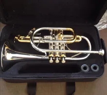 Trumpet Musical Instrument B Double Trigger Cornet Plated Silver Press the Key on The Surface of The Gold