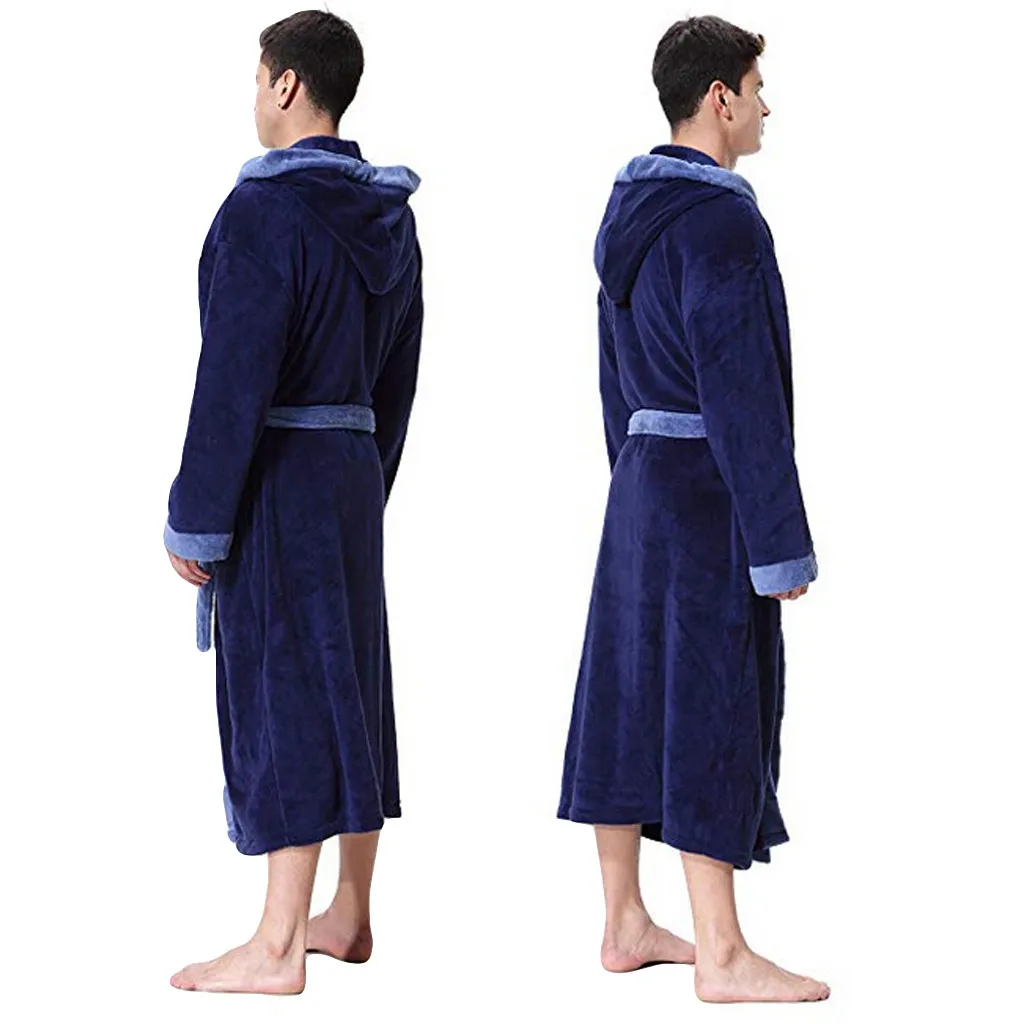 Мужской зимний удлиненный теплый плюшевый халат размера плюс 5XL с длинными рукавами в стиле пэчворк, теплое нижнее белье Kleding набор E7