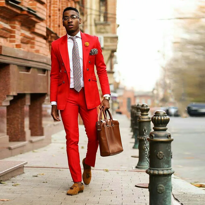 Красные мужские костюмы куртка smart casual двубортный Блейзер костюм мужские смокинги классический trouse для свадьбы Пром Стадия Вечерние бизнес